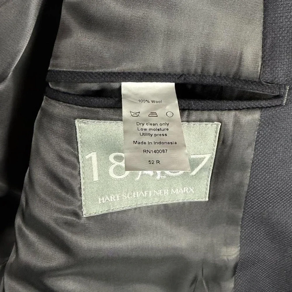 Hart Schaffner Marx Black Wool Sport Coat Two Button Modern Size 52R